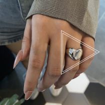 Fashion Silver Metal Glossy Love Ring