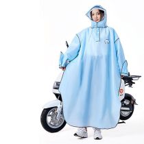 Fashion Aurora Blue (double Brim + Rainproof Gloves) Eva Adult Hooded Raincoat