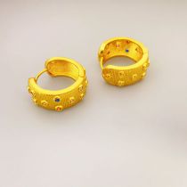 Fashion Gold Gold-plated Copper Round Earrings With Diamonds