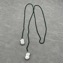 Fashion Green Spinel Necklace (about 105cm Long) Green Spinel Beaded Shaped Pearl Necklace