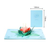 Fashion Blue Peony 3d Paper Sculpture Greeting Card