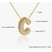 Fashion C Copper inlaid zirconium 26 letter necklace (bead chain)