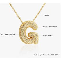 Fashion G Copper inlaid zirconium 26 letter necklace (bead chain)