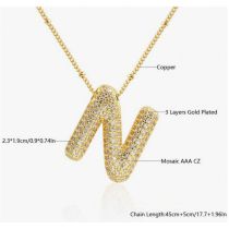 Fashion N Copper inlaid zirconium 26 letter necklace (bead chain)