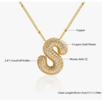 Fashion S Copper inlaid zirconium 26 letter necklace (bead chain)