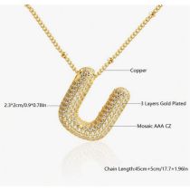 Fashion U Copper inlaid zirconium 26 letter necklace (bead chain)