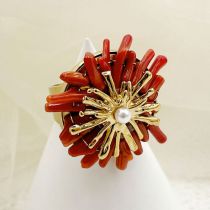 Fashion Gold Plus Red Gold-plated Copper Coral Ring