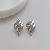 Fashion Silver Metal Diamond Textured Earrings