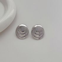 Fashion Silver Copper Geometric Round Earrings