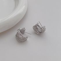 Fashion Silver Copper Multi-layer Wire-wound C-shaped Earrings