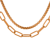 Fashion Gold Titanium Steel Double Layer Thick Chain Necklace