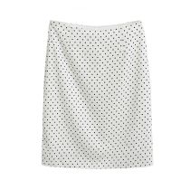 Fashion White Polka Dot Print Slit Skirt