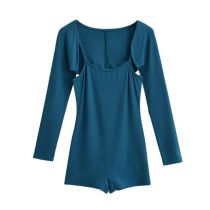 Fashion Peacock Blue Cotton Camisole Jumpsuit Shorts + Shawl Set