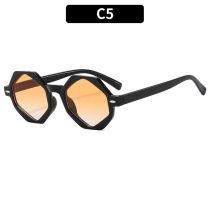 Fashion Black Frame Orange Slice Octagon Small Frame Sunglasses