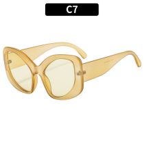 Fashion Transparent Yellow Frame Light Yellow Film Cat Eye Large Frame Sunglasses