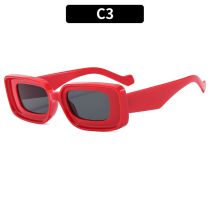Fashion Red Frame Gray Film Square Small Frame Sunglasses
