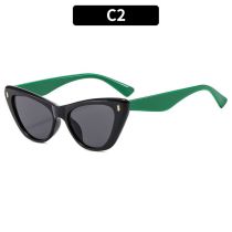 Fashion Black Frame Gray Film/green Legs Ac Cat Eye Sunglasses