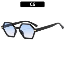 Fashion Black Frame Double Blue Film Hexagonal Sunglasses
