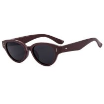 Fashion Maroon Framed Gray Slices Cat Eye Rice Stud Sunglasses