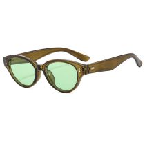 Fashion Olive Green Frame Green Film Cat Eye Rice Stud Sunglasses