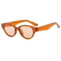 Fashion Wood Grain Frame Light Tea Slices Cat Eye Rice Stud Sunglasses