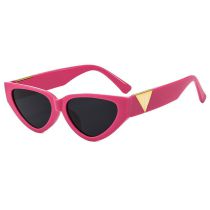 Fashion Rose Red Frame Gray Film Pc Triangle Sunglasses