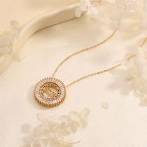 Fashion 7# Copper Diamond Geometric Letter Necklace