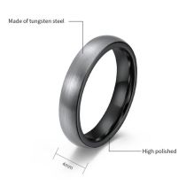 Fashion 4mm Tungsten Steel Color Curved Sand Surface Stainless Steel Round Ring