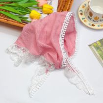 Fashion 1# Pink Lace Triangle Scarf Lace Triangle Headscarf