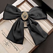 Fashion 5# Black Gold Rose Bow Hair Tie Fabric Bow Hair Rope