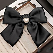 Fashion 14#love Pearl Double Bow Fabric Bow Hairpin