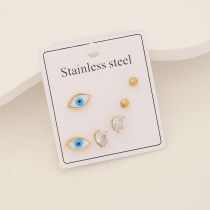 Fashion 11# Stainless Steel Diamond Geometric Earring Set