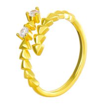 Fashion Gold Copper And Diamond Triangular Arrow Open Ring