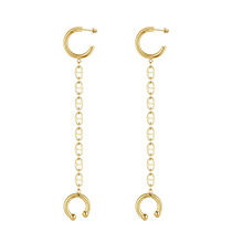 Fashion Gold Titanium Steel Chain C-shaped Earrings