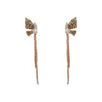 Fashion Gray-full Diamond Butterfly Wings Tassel Earrings (thick Real Gold To Preserve Color) Copper Diamond Butterfly Tassel Earrings