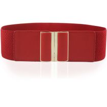 Fashion Gold Buckle Red Width 7.5cm75cm Metal Buckle Elastic Wide Waistband