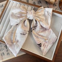 Fashion E Pink Bow Spring Clip Fabric Printed Bow Spring Clip