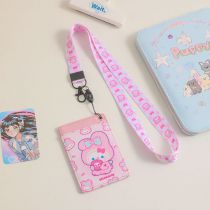 Fashion Pink Pu Printed Halter Id Card Holder