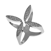 Fashion Silver 1 Copper-set Zirconia Flower Adjustable Ring