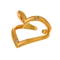 Fashion Golden 2 Copper Set Zircon Irregular Adjustable Ring