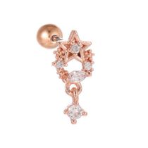 Fashion Rose Gold-4 Copper Inlaid Zirconium Geometric Piercing Nails