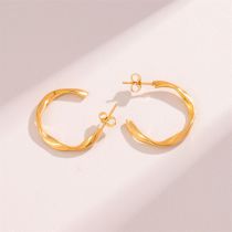 Fashion Gold Stainless Steel Twisted Earrings