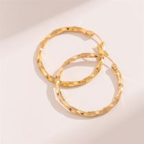 Fashion Gold Stainless Steel Twisted Round Earrings