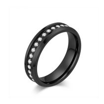 Fashion Black Titanium Steel Diamond Round Men's Ring
