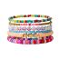 Fashion Color Colorful Rice Beads Polymer Clay Smiley Face Beaded Multi-layered Bracelet