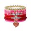 Fashion Rose Red Polymer Clay Beaded Oil Dripping Love Multi-layered Bracelet
