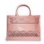 Fashion Deep Pink Pvc Hollow Large Capacity Handbag