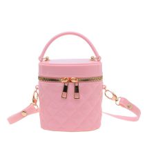Fashion Pink Children's Cylindrical Rhombus Crossbody Bag