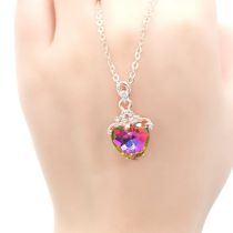 Fashion Heart Rose Gold Alloy Diamond Love Necklace