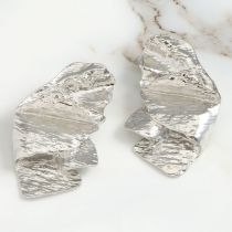 Fashion Silver Metal Irregular Pleated Earrings